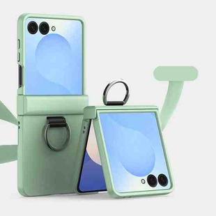 For Samsung Galaxy Z Flip7 5G Three Parts PC Skin Feel Shockproof Phone Case with Ring(Mint Green)