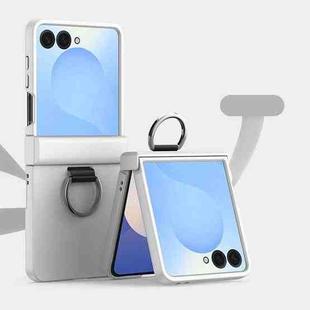 For Samsung Galaxy Z Flip7 5G Three Parts PC Skin Feel Shockproof Phone Case with Ring(White)