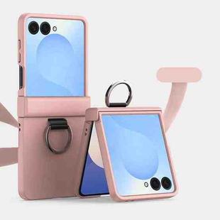 For Samsung Galaxy Z Flip7 5G Three Parts PC Skin Feel Shockproof Phone Case with Ring(Pink)