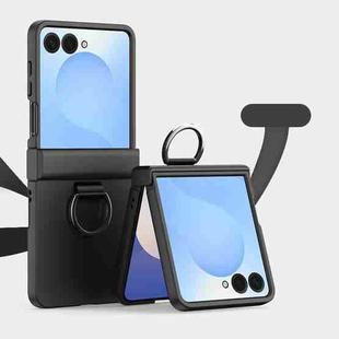 For Samsung Galaxy Z Flip7 5G Three Parts PC Skin Feel Shockproof Phone Case with Ring(Black)