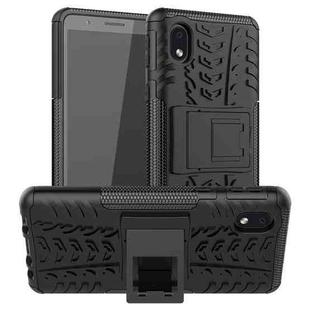 For Samsung Galaxy A01 Core Tire Texture Shockproof TPU + PC Protective Case with Holder(Black)