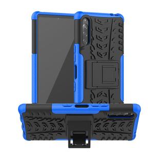 For Sony Xperia L4 Tire Texture Shockproof TPU + PC Protective Case with Holder(Blue)