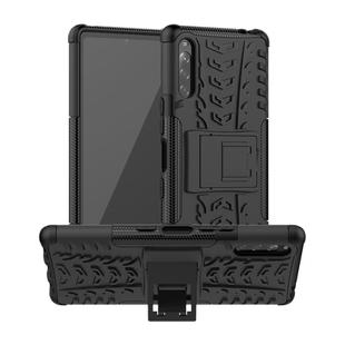 For Sony Xperia L4 Tire Texture Shockproof TPU + PC Protective Case with Holder(Black)