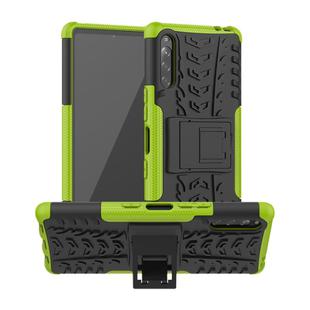 For Sony Xperia L4 Tire Texture Shockproof TPU + PC Protective Case with Holder(Green)