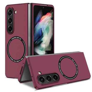 For Samsung Galaxy Z Fold5 Kalebol MagSafe Shockproof Frosted PC Phone Case(Wine Red)