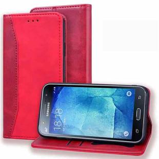 For Samsung Galaxy J510 Business Stitching Horizontal Flip Leather Case with Double Folding & Bracket & Card Slots & Photo Frame & Wallet(Red)