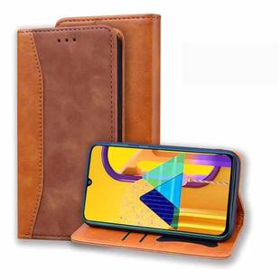 For Samsung Galaxy M30S Business Stitching Horizontal Flip Leather Case with Double Folding & Bracket & Card Slots & Photo Frame & Wallet(Brown)