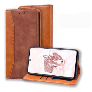 For Samsung Galaxy M51 Side Fingerprint Version Business Stitching Horizontal Flip Leather Case with Double Folding & Bracket & Card Slots & Photo Frame & Wallet(Brown)