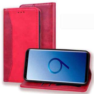 For Samsung Galaxy S9+ Business Stitching Horizontal Flip Leather Case with Double Folding & Bracket & Card Slots & Photo Frame & Wallet(Red)