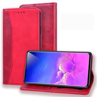 For Samsung Galaxy S10+ Business Stitching Horizontal Flip Leather Case with Double Folding & Bracket & Card Slots & Photo Frame & Wallet(Red)