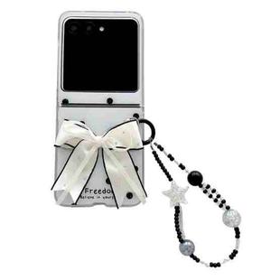 For Motorola Razr 60 / Razr 50 Glitter Powder Dots Pattern Phone Case with Bow Bracelet(White)