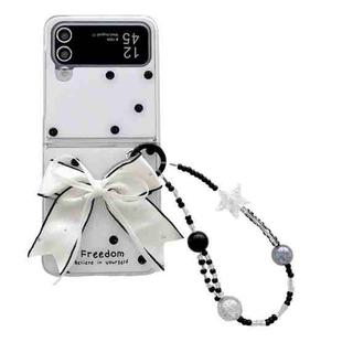 For Samsung Galaxy Z Flip4 Glitter Powder Dots Pattern Phone Case with Bow Bracelet(White)
