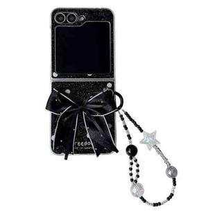 For Samsung Galaxy Z Flip6 Glitter Powder Dots Pattern Phone Case with Bow Bracelet(Black)
