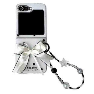 For Samsung Galaxy Z Flip6 Glitter Powder Dots Pattern Phone Case with Bow Bracelet(White)
