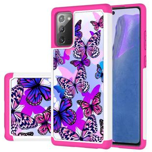 For Samsung Galaxy Note20 Coloured Drawing Pattern PU Skinny + TPU Protective Case(Butterfly)
