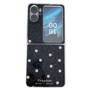 For OPPO Find N2 Flip Glitter Powder Dots Pattern Phone Case(Black)