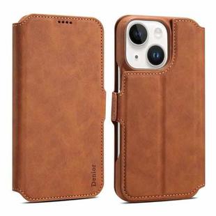 For iPhone 14 / 13 Denior B07 MagSafe Detachable Leather Phone Case(Brown)