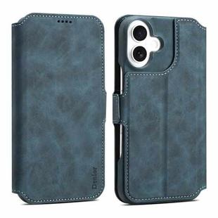 For iPhone 16 Denior B07 MagSafe Detachable Leather Phone Case(Blue)