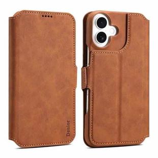 For iPhone 16 Denior B07 MagSafe Detachable Leather Phone Case(Brown)
