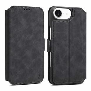 For iPhone 16e Denior B07 MagSafe Detachable Leather Phone Case(Black)