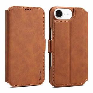 For iPhone 16e Denior B07 MagSafe Detachable Leather Phone Case(Brown)