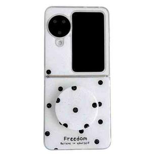 For OPPO Find N3 Flip Glitter Powder Dots Pattern Phone Case with Holder(White)