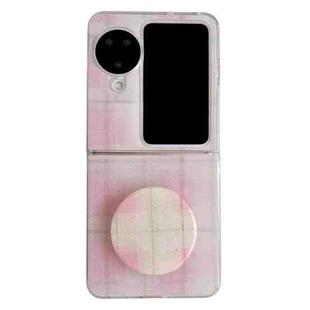 For OPPO Find N2 Flip Glitter Powder Dots Pattern Phone Case with Holder(Pink)