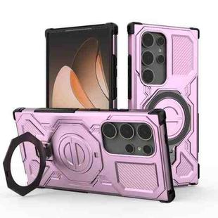 For Samsung Galaxy S24 Ultra 5G J-20 Solid Color MagSafe Magnetic TPU+PC Phone Case(Pink)