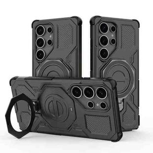 For Samsung Galaxy S25 Ultra 5G J-20 Solid Color MagSafe Magnetic TPU+PC Phone Case(Black)
