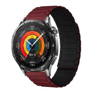 22mm Tri-beads Magnetic Silicone Watch Band(Wine Red Black)