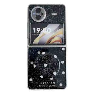 For vivo X Flip Glitter Powder Dots Pattern Phone Case with Holder(Black)
