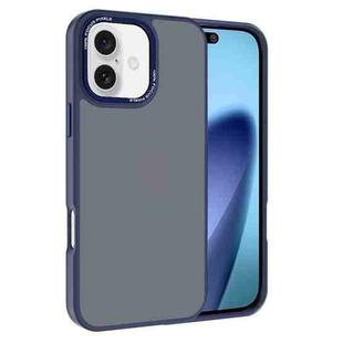 For iPhone 17 Kalebol Metal Lens Frame Frosted PC Phone Case(Navy Blue)