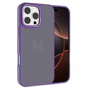 For iPhone 16 Pro Max Kalebol Metal Lens Frame Frosted PC Phone Case(Dark Purple)