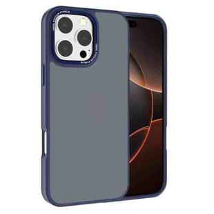 For iPhone 16 Pro Kalebol Metal Lens Frame Frosted PC Phone Case(Navy Blue)