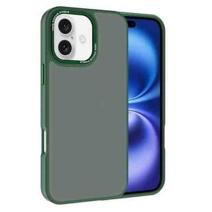 For iPhone 16 Plus Kalebol Metal Lens Frame Frosted PC Phone Case(Dark Green)