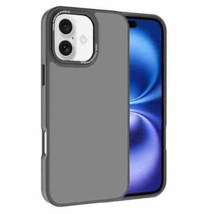 For iPhone 16 Plus Kalebol Metal Lens Frame Frosted PC Phone Case(Grey)