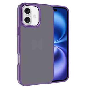 For iPhone 16 Plus Kalebol Metal Lens Frame Frosted PC Phone Case(Dark Purple)