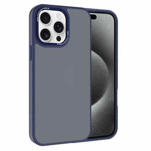For iPhone 15 Pro Max Kalebol Metal Lens Frame Frosted PC Phone Case(Navy Blue)