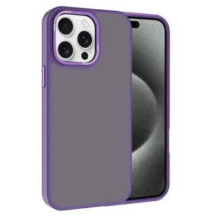 For iPhone 15 Pro Max Kalebol Metal Lens Frame Frosted PC Phone Case(Dark Purple)