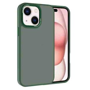 For iPhone 15 Kalebol Metal Lens Frame Frosted PC Phone Case(Dark Green)