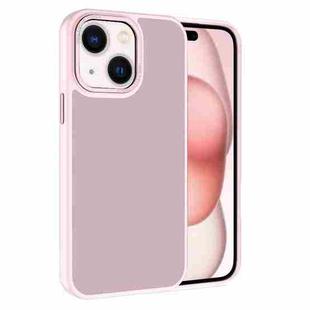 For iPhone 15 Kalebol Metal Lens Frame Frosted PC Phone Case(Pink)