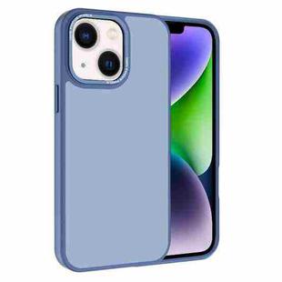 For iPhone 14 Plus Kalebol Metal Lens Frame Frosted PC Phone Case(Sierra Blue)