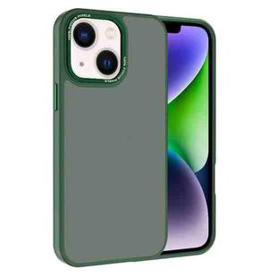 For iPhone 14 Kalebol Metal Lens Frame Frosted PC Phone Case(Dark Green)