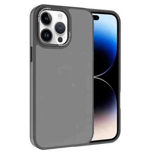 For iPhone 14 Pro Kalebol Metal Lens Frame Frosted PC Phone Case(Grey)