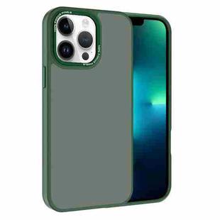 For iPhone 13 Pro Max Kalebol Metal Lens Frame Frosted PC Phone Case(Dark Green)