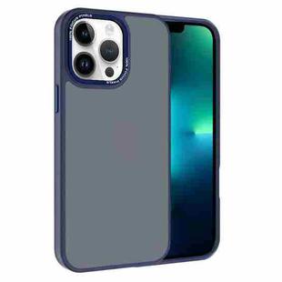 For iPhone 13 Pro Max Kalebol Metal Lens Frame Frosted PC Phone Case(Navy Blue)