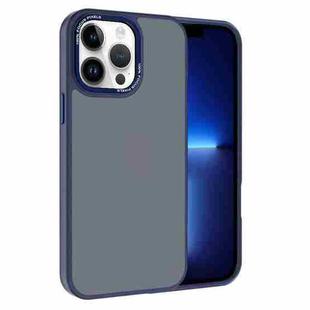 For iPhone 13 Pro Kalebol Metal Lens Frame Frosted PC Phone Case(Navy Blue)