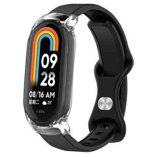 For Xiaomi Smart Band 9 / 8 Butterfly Buckle Silicone Watch Band with Transparent Case(Black)