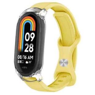 For Xiaomi Smart Band 9 / 8 Butterfly Buckle Silicone Watch Band with Transparent Case(Yellow)