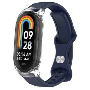 For Xiaomi Smart Band 9 / 8 Butterfly Buckle Silicone Watch Band with Transparent Case(Midnight Blue)